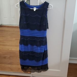 Blue with black lace dress